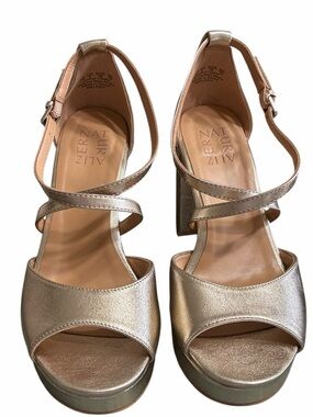 Naturalizer Metallic Gold Platform Block Heel Sandals